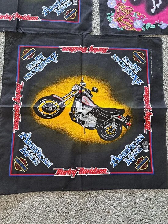 Vintage Harley-Davidson Bandanas Lot 10 American Made Motorcycles Multicolor - Picture 2 of 11